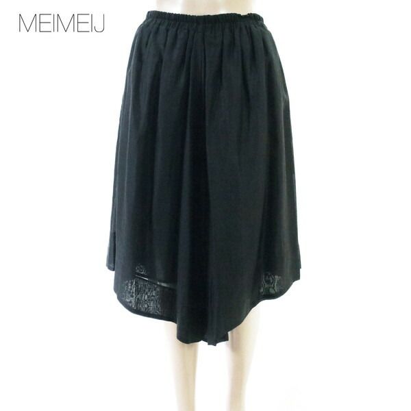 80%OFF 新品 メイメイジェイ MEIMEI J パンツ 40 EPT1181 Mサイズ ブラック レディース ハーフ丈パンツ ガウチョパンツ ウエストゴム イタリア製