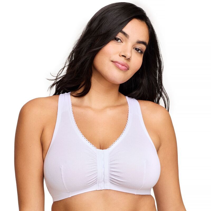 グラマライズ レディース アンダーウェア ブラジャー プラスサイズ コットン Plusize Glamorise FullFigure Complete Comfort Wirefree Cotton TBack Bra 1908 White ホワイト