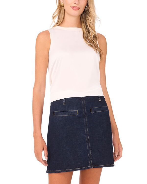 ヴィンスカムート レディース トップス タンクトップ クルーネック ノースリーブ VINCE CAMUTO Sleeveless Crewneck Tank Top New Ivory アイボリー