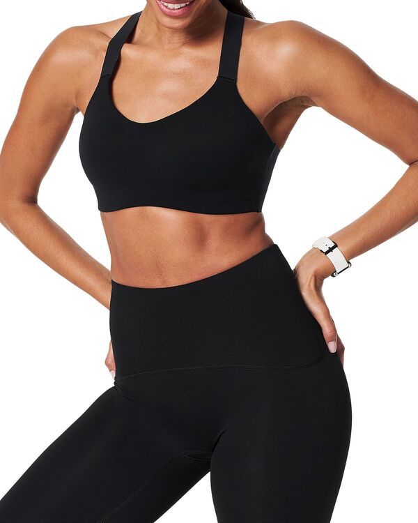 スパンク レディース アンダーウェア ブラジャー SPANX Mid Impact Sports Bra Very Black ブラック