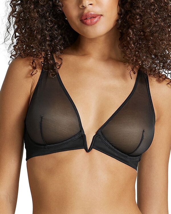 コマンドー レディース アンダーウェア ブラジャー メッシュ Commando Mesh Plunge Underwire Bra Black ブラック