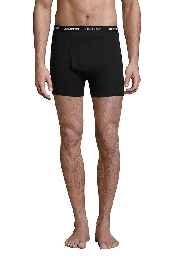 ランズエンド メンズ アンダーウェア ボクサーパンツ ニット Lands End Knit Boxer Brief Mixed 3 Pack Black ブラック