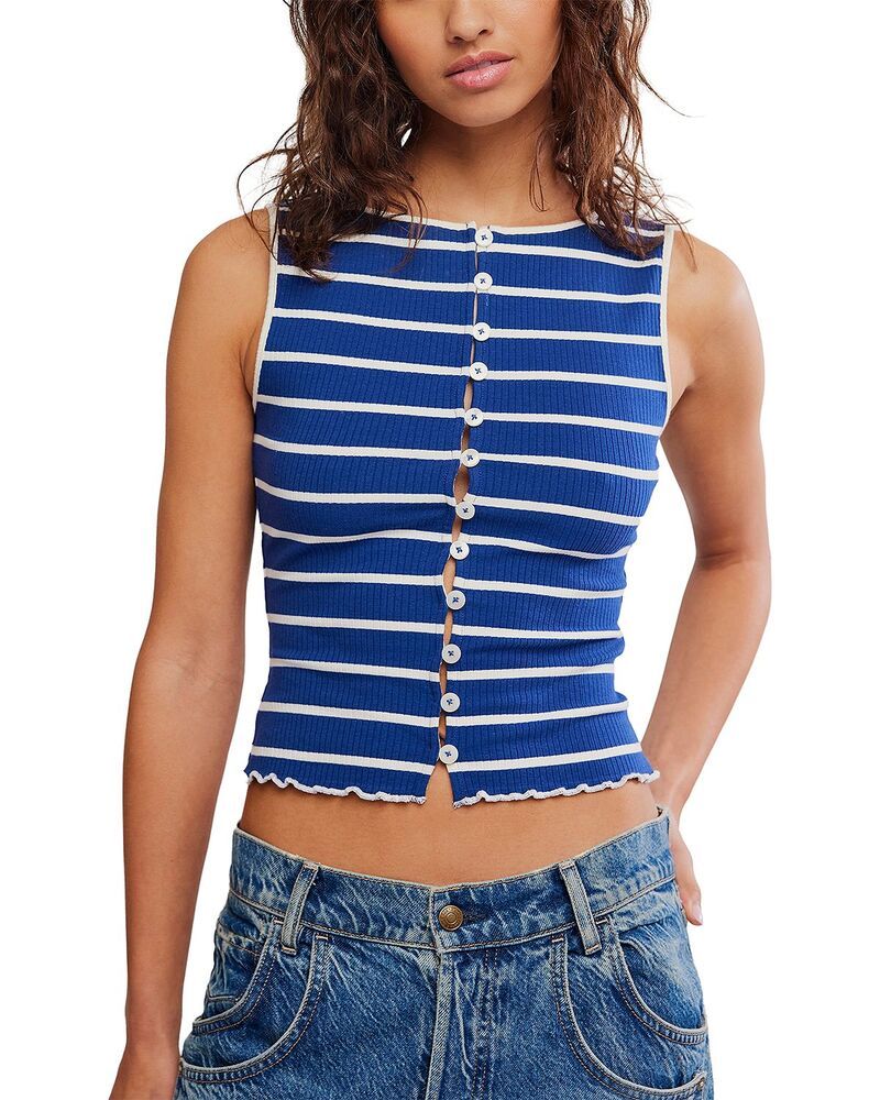 フリーピープル レディース トップス タンクトップ Free People Tilly Striped Tank Top Navy Combo ネイビー
