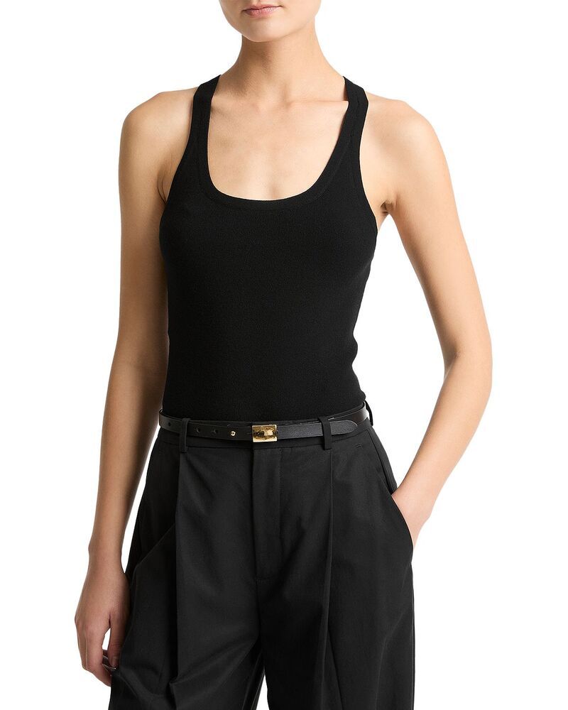 ヴィンス レディース トップス タンクトップ Vince Stretch Scoop Neck Tank Top Black ブラック
