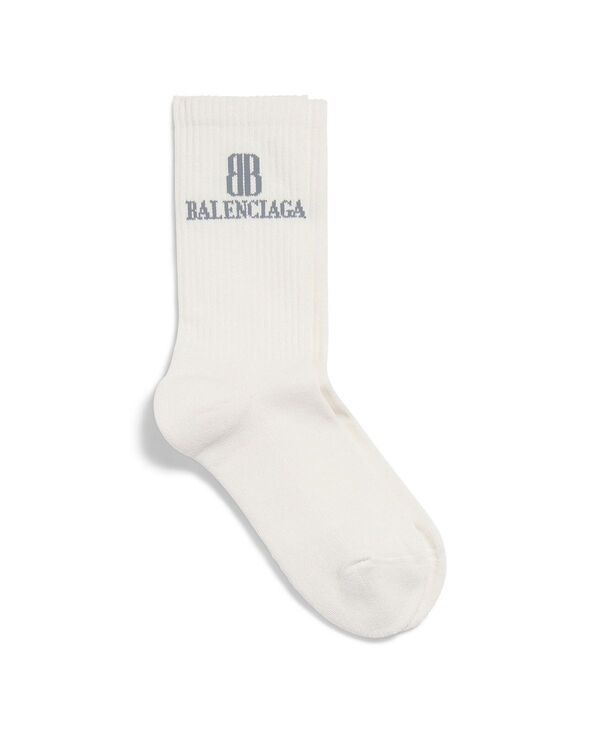 バレンシアガ レディース アンダーウェア 靴下 Balenciaga Nano Bb Socks Dirty WhiteBlack ホワイト