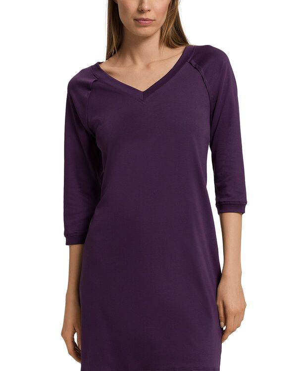 ハンロ レディース アンダーウェア ナイトウェア コットン Hanro Puressence Raglan ThreeQuarter Sleeve Cotton Short Gown Amethyst