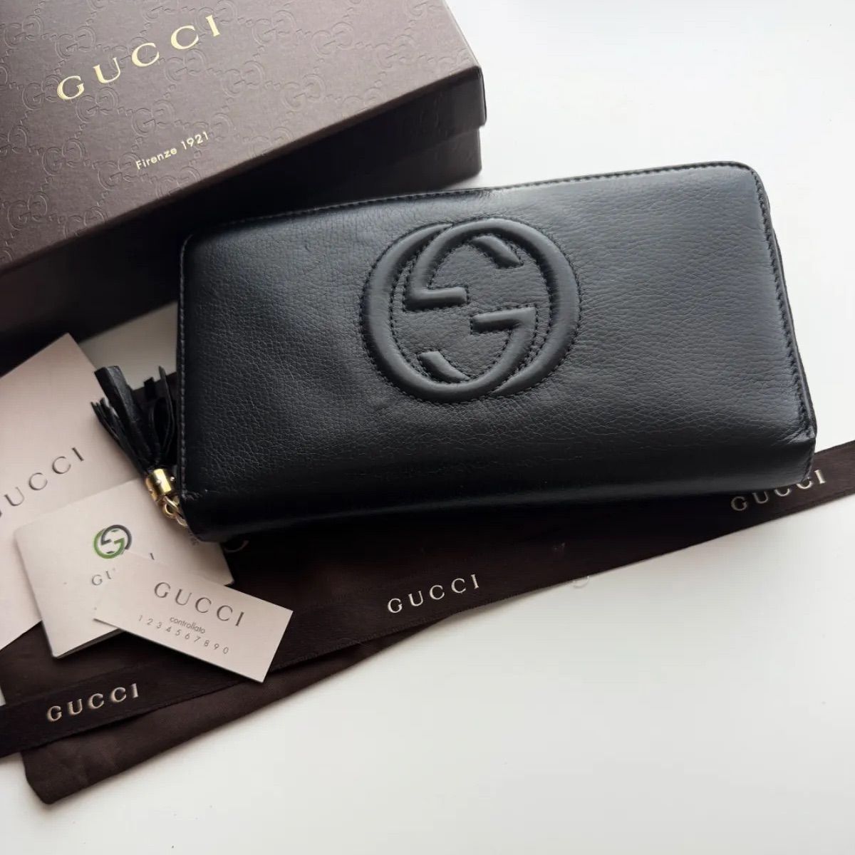 美品】 441 GUCCI グッチ SOHO ラウンドファスナー 長財布 - メルカリ