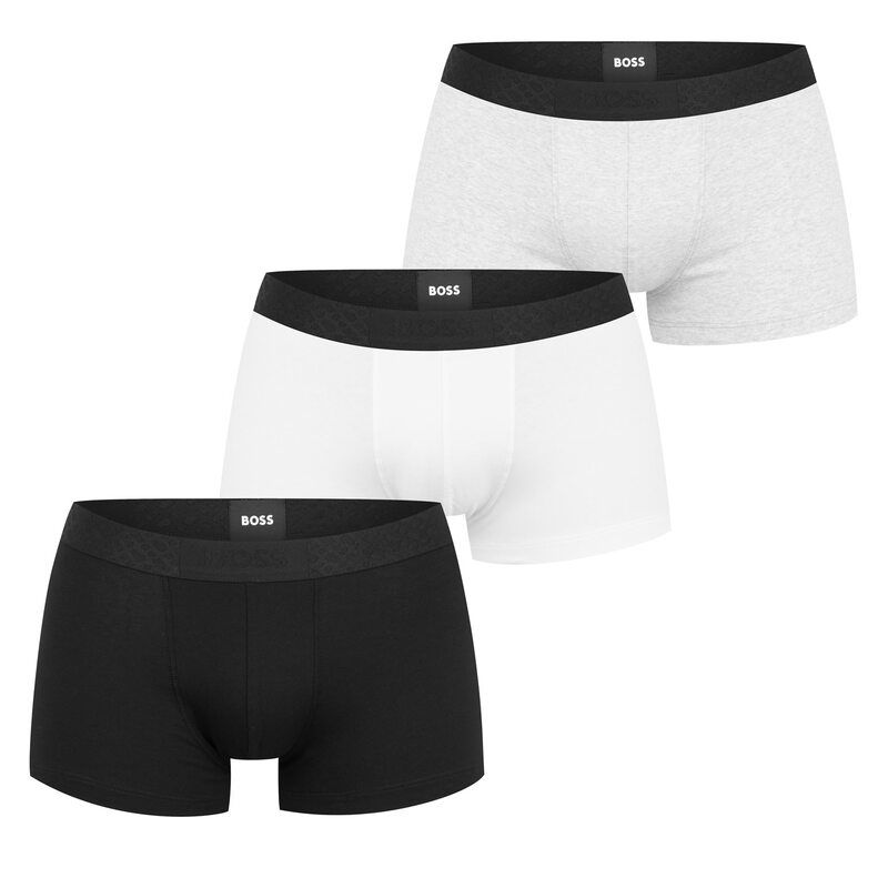 ボス メンズ アンダーウェア ボクサーパンツ Boss HBW 3pMonogramBxrBr Sn00 BlkWhtGry996