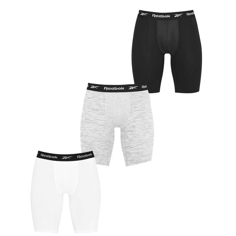 リーボック メンズ アンダーウェア ボクサーパンツ Reebok 3 Pack Hgn Trunks BlkWhtGry