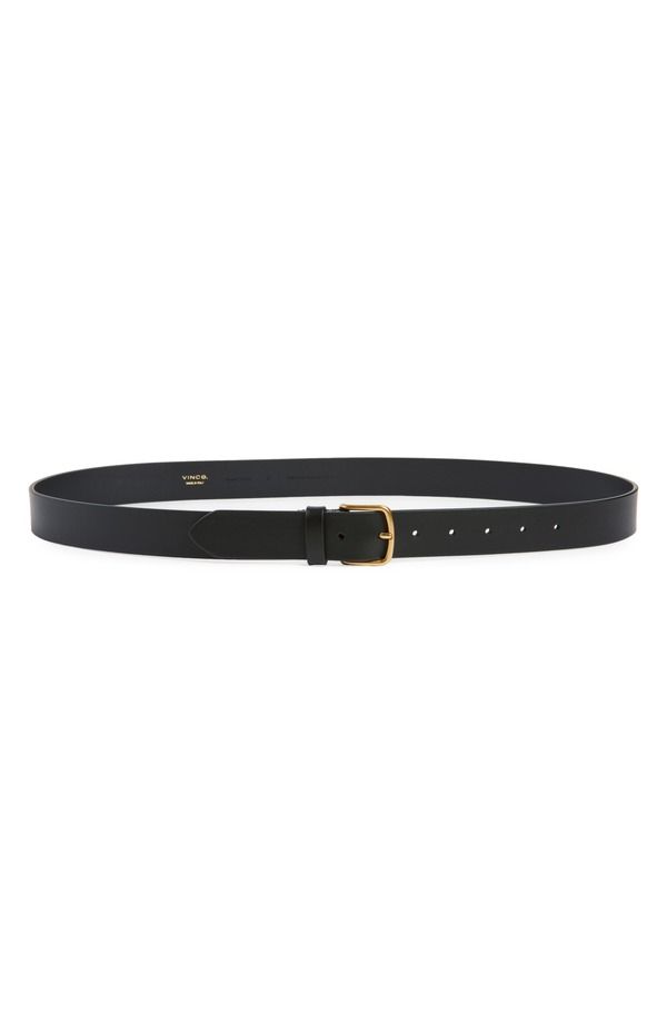ヴィンス レディース アクセサリー ベルト レザー Vince Flat Leather Belt Black ブラック
