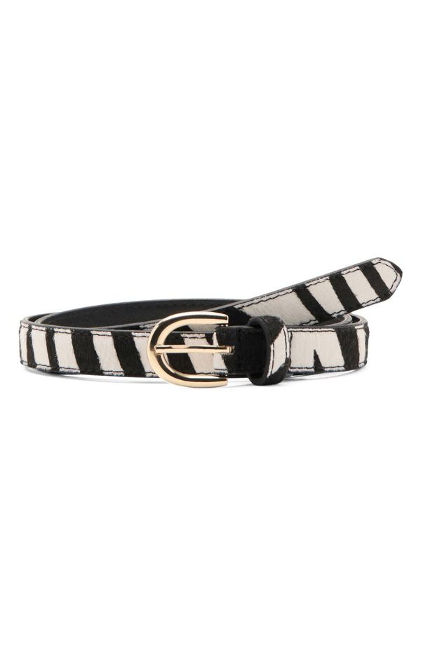 マンゴ レディース アクセサリー ベルト アニマル柄 プリント MANGO Animal Print Calf Hair Belt Black ブラック