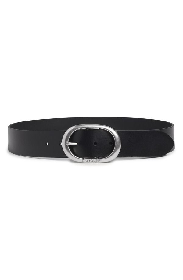 フェイバリット ドーター レディース アクセサリー ベルト レザー Favorite Daughter The Contour Leather Belt BlackTumbled Nickel ブラック
