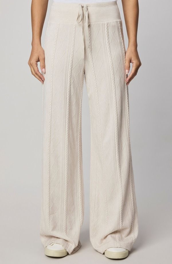 スプレンディット レディース ボトムス レギンス ワイドレッグ パンツ Splendid Cable Drawstring Wide Leg Pants Pale Oak White Heather ホワイト