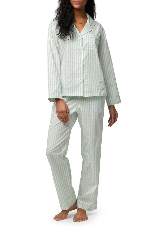 ベッドヘッドパジャマ レディース アンダーウェア ナイトウェア Tシャツ コットン BedHead Pajamas 3D Stripe Organicotton Sateen Pajamas Mint 3D Stripe ミント