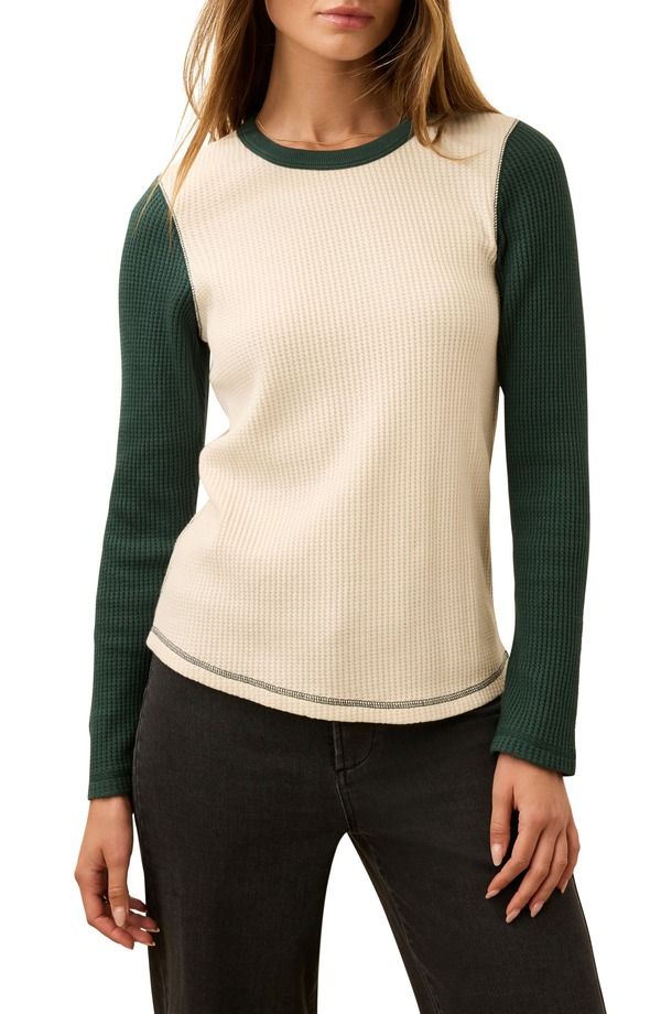 ファレティ レディース アウター パーカー・スウェット カラーブロック ニット Faherty Apres Colorblock Long Sleeve Waffle Knitop Seamoss Varsity