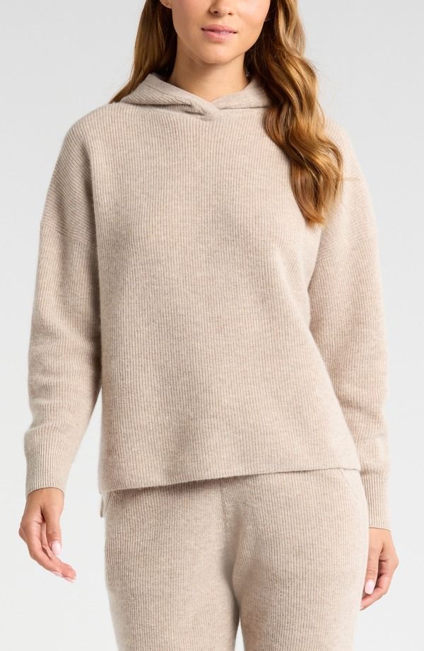 ゼラ レディース アウター パーカー・スウェット ウール Zella Wool Cashmere Rib Hoodie Tan Oxford Heather ヘザー