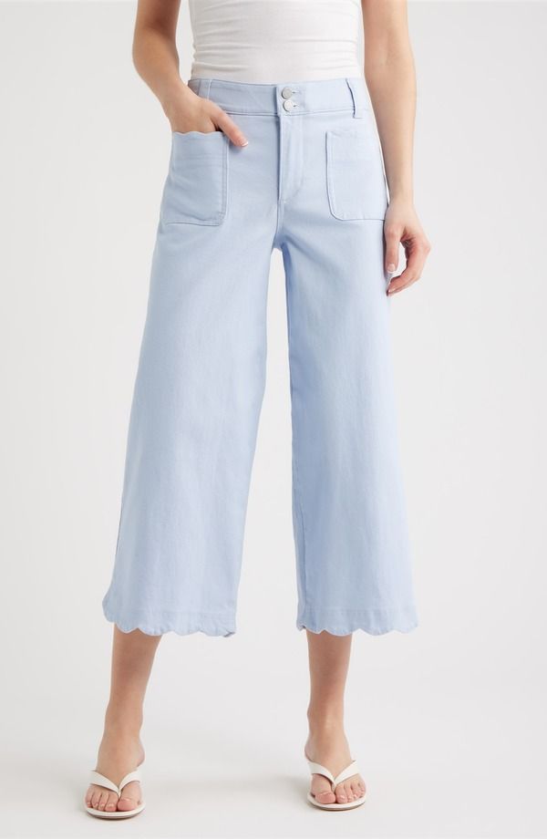 ウィットウィズダム レディース ボトムス レギンス ワイドレッグ ハイウエスト パンツ Wit Wisdom Scallopatch Pocket High Waist Crop Wide Leg Twill Pants Periwinkle