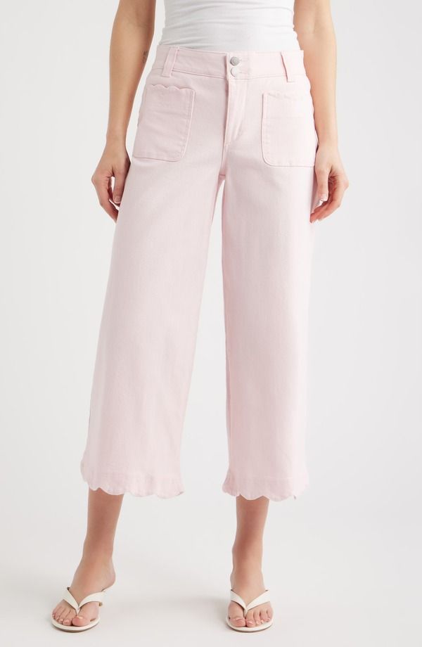 ウィットウィズダム レディース ボトムス レギンス ワイドレッグ ハイウエスト パンツ Wit Wisdom Scallopatch Pocket High Waist Crop Wide Leg Twill Pants Ballet Pink ピンク