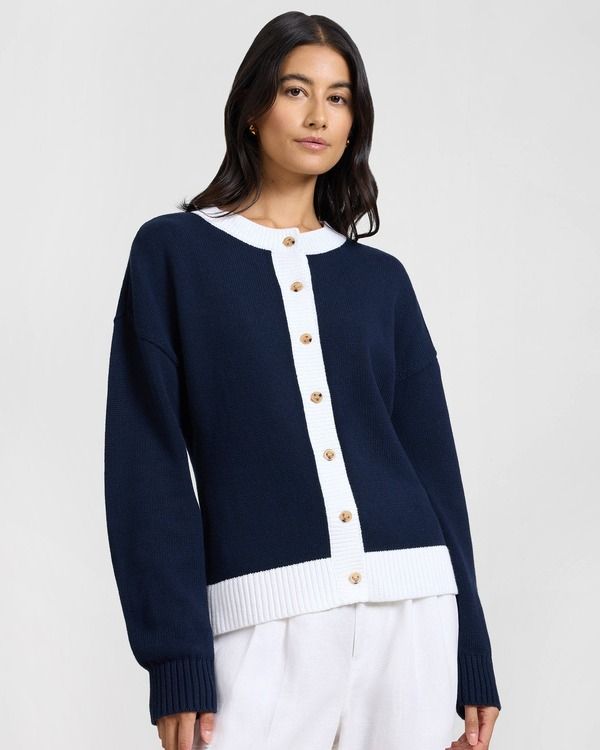 オニア レディース アウター パーカー・スウェット コットン カーディガン Onia Cotton Fitted Cardigan Off WhiteNavy オフホワイト 45,370円