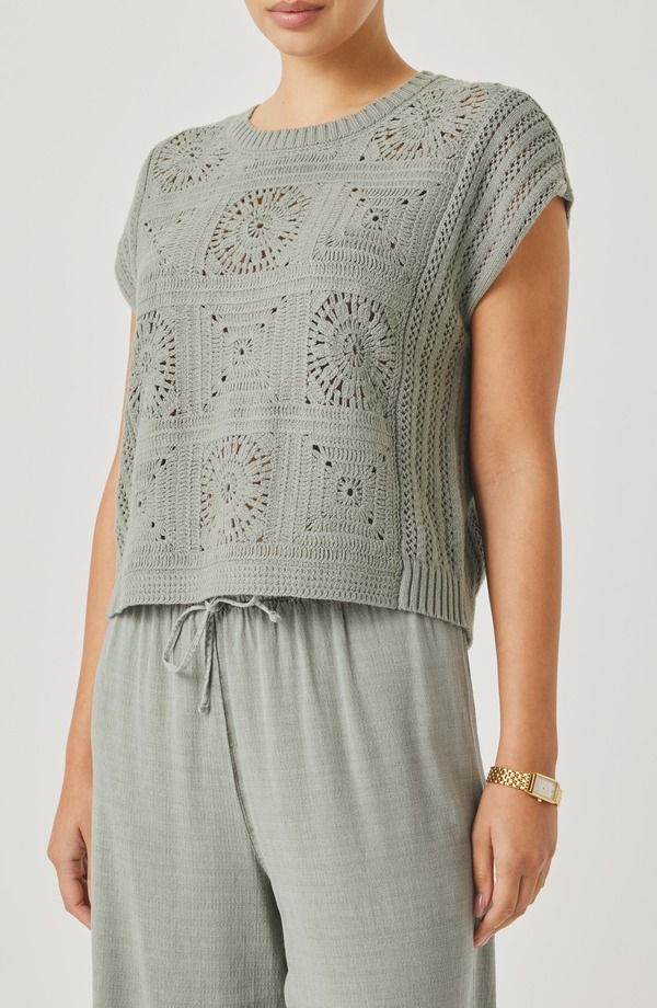 スプレンディット レディース アウター パーカー・スウェット セーター Splendid Anderson Open Stitch Sweater Eucalyptus Green グリーン