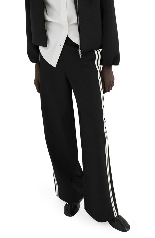 マンゴ レディース ボトムス レギンス パンツ MANGO Sophie Stripe Pants Black ブラック