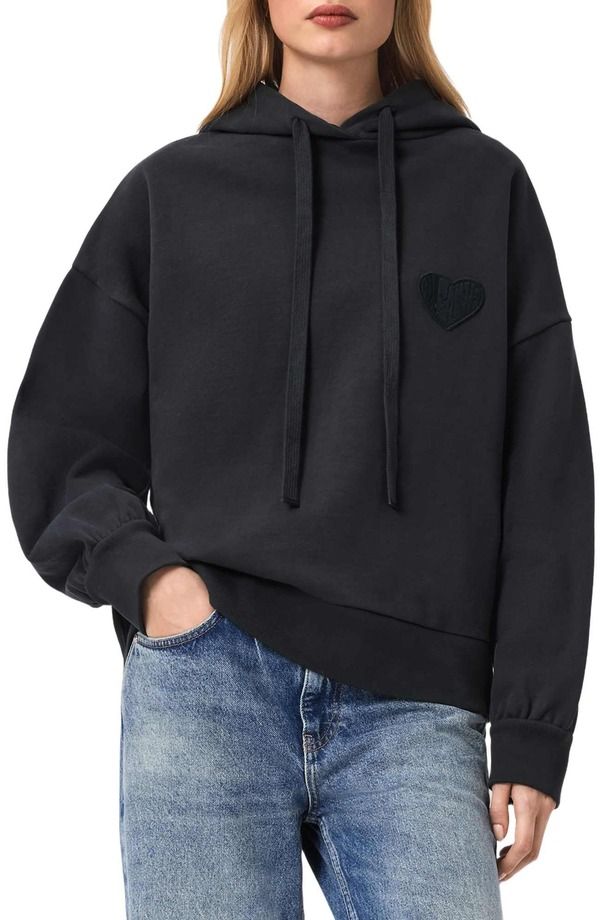 オールセインツ レディース アウター パーカー・スウェット コットン AllSaints Lover Eli Cotton Hoodie Graphite Blue グラファイト