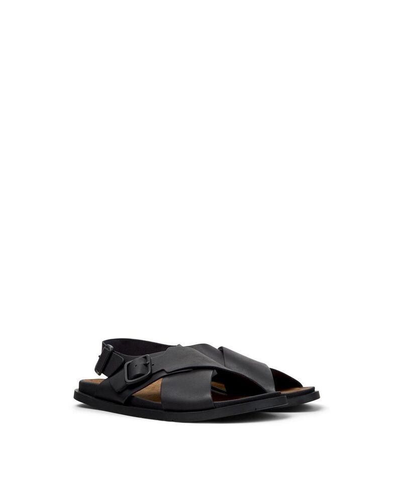 カンペール メンズ シューズ サンダル レザー Camper Mens Lluc Leather XStrap Sandals Black ブラック