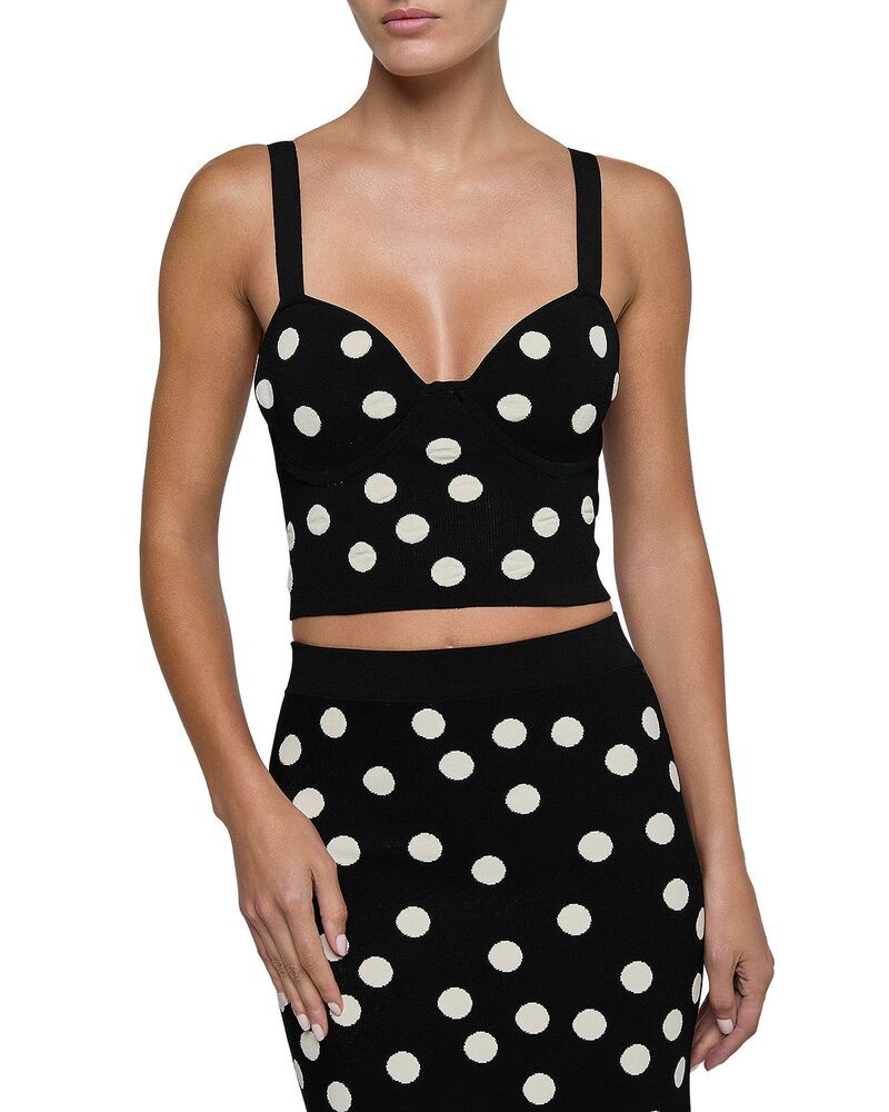 ラジャンス レディース アンダーウェア ブラジャー ドット柄 ドット ニット LAGENCE Tula Polka Dot Knit Bra Top BlackEcru エクリュ