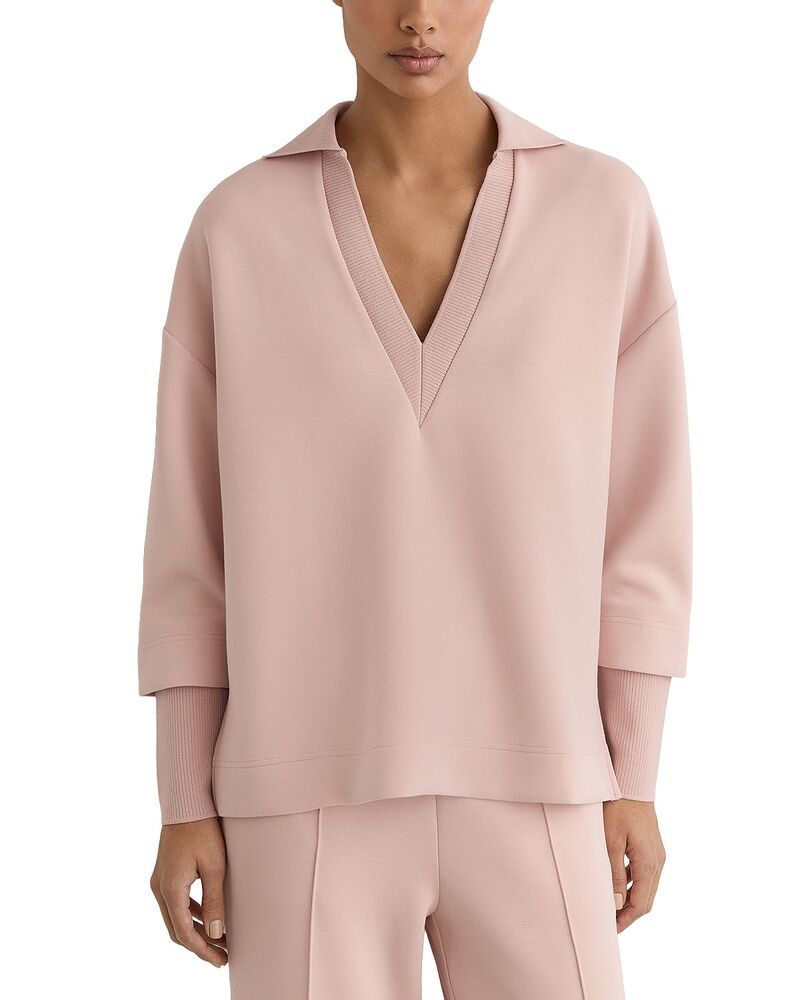 レイス レディース アウター パーカー・スウェット ポロシャツ REISS Bernie Polo Neck Sweatshirt Pale Pink ピンク