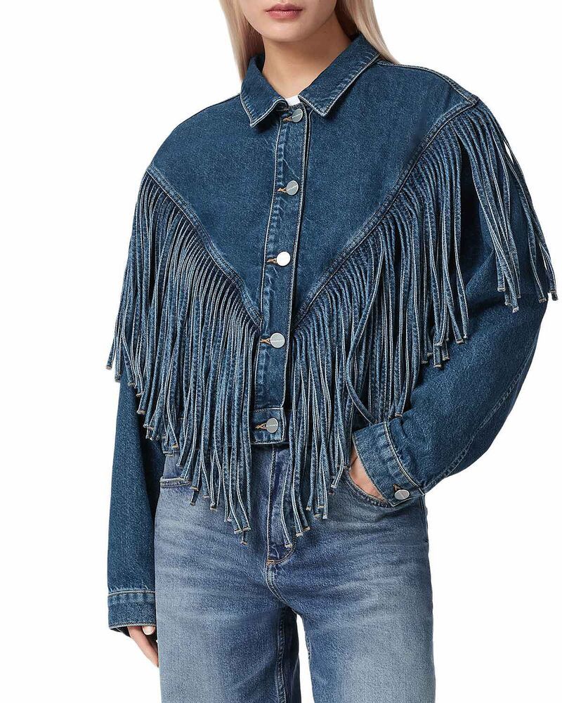 オールセインツ レディース アウター ジャケット・ブルゾン ALLSAINTS Marlene Tassel Trim Jacket Dark Indigo インディゴ
