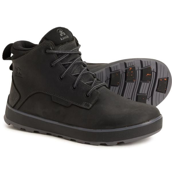 カミック メンズ シューズ ブーツ・レインブーツ レザー Kamik Spencer Mid Boots Waterproof Insulated Leather For Men Blk