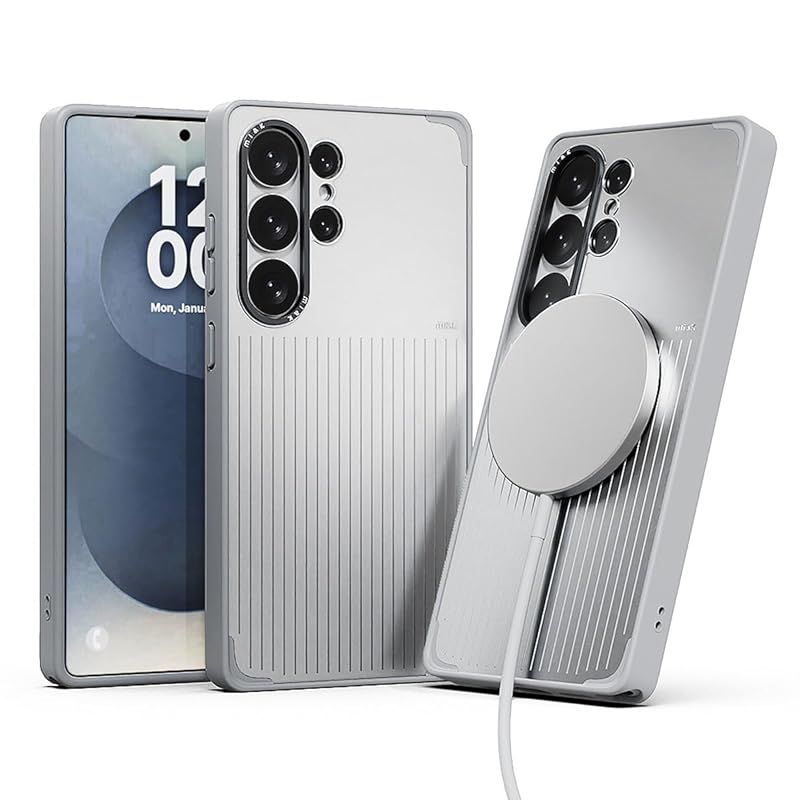 【新品】 miak Galaxy S26 Ultra 用 MOOD マグネットケース Qi2/MagSafe対応 [ アルミ合金カメラフレーム デコシール付属 3重構造 衝撃吸収 強力マグネット搭載 防塵設計 ストラップホール付き ] シルバー MA284 0