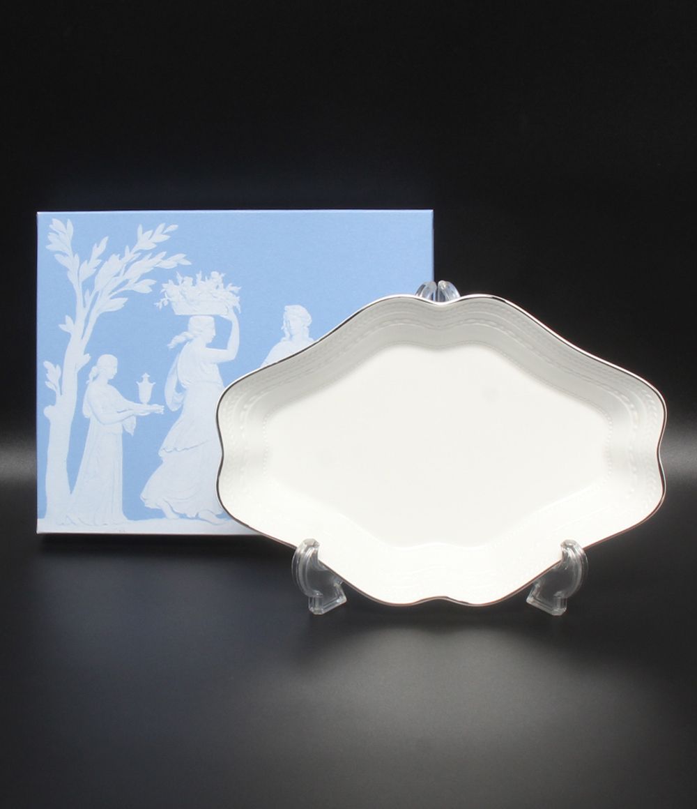 美品 ウエッジウッド ダイヤディッシュ 皿 22cm インタグリオ プラチナ WEDGWOOD