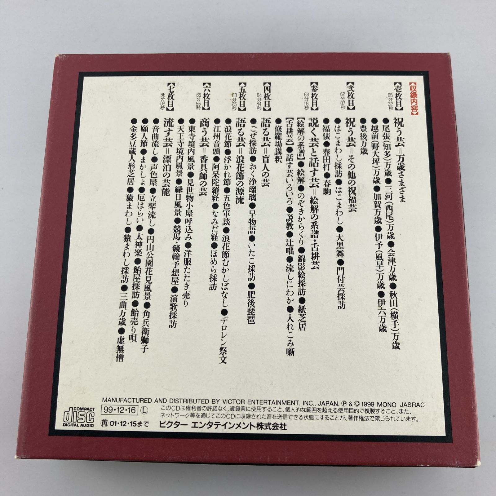 CD ドキュメント 日本の放浪芸 -小沢昭一が訪ねた道の芸・街の芸- 1999 