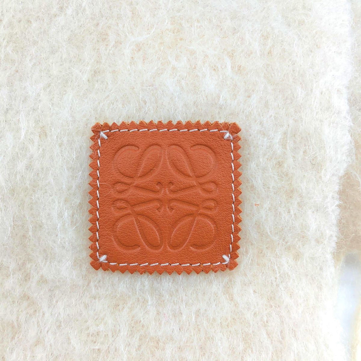 美品】 LOEWE / ロエベ | モヘヤ ウール ロゴパッチ フリンジ マフラー
