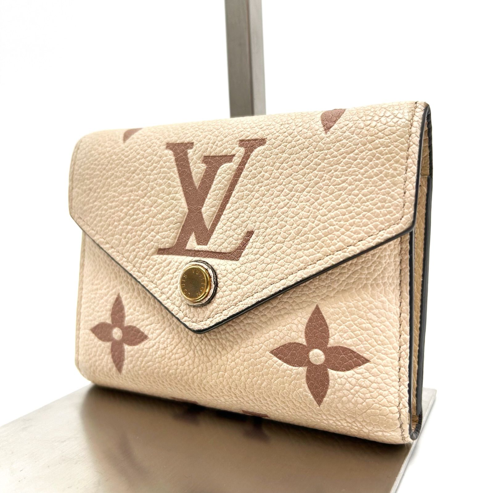 ◎ICチップ 美品 LOUIS VUITTON ルイヴィトン モノグラム アンプラント ヴィクトリーヌ 二つ折り財布 ゴールド金具 カード コイン レザー バイカラー メンズ レディース ユニセックス