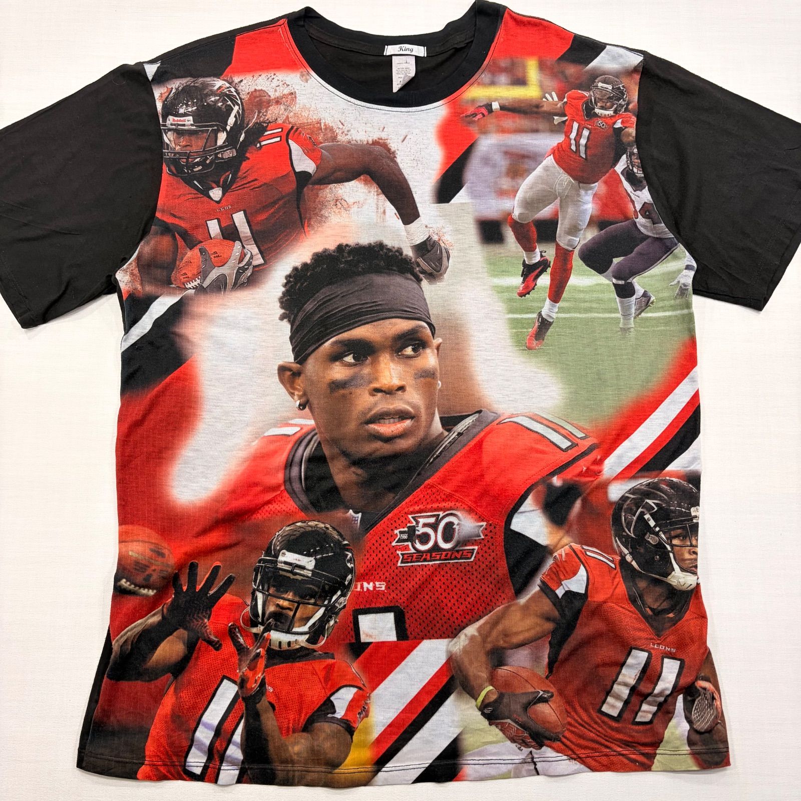 即日発送】USA製 NFL ファルコンズ 全面プリント Tシャツ 3XL 黒