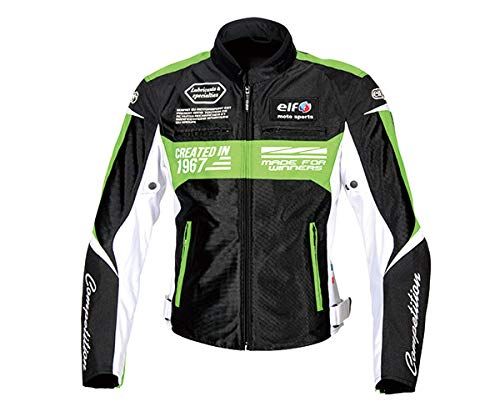 新品 エルフ(Elf) バイク用ジャケット イデアールメッシュジャケット ブラック＆グリーン S EJ-S103