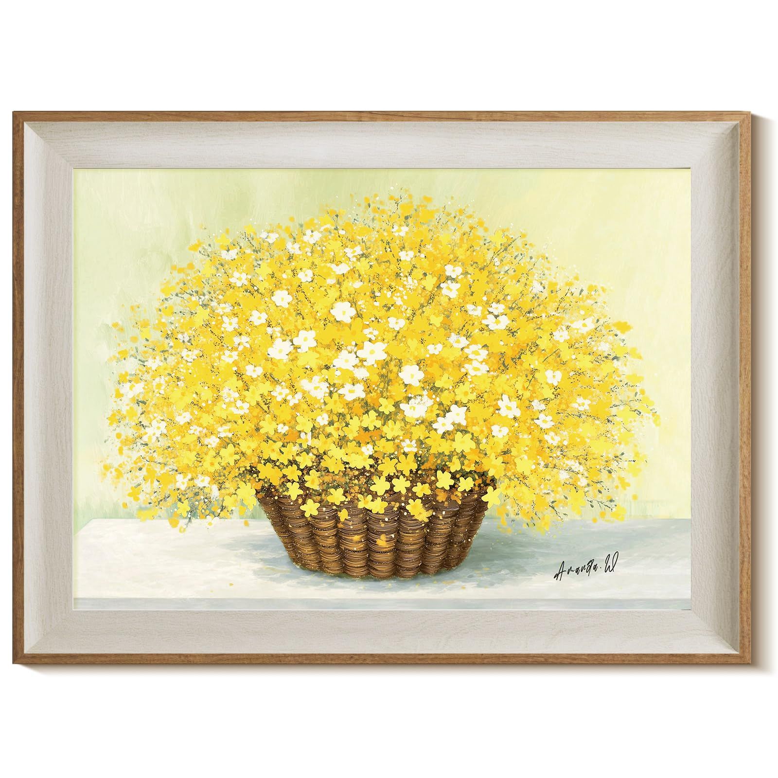RINTO アートパネル 花 イエローブーケ 額縁付き 絵画 黄色 風水 開運