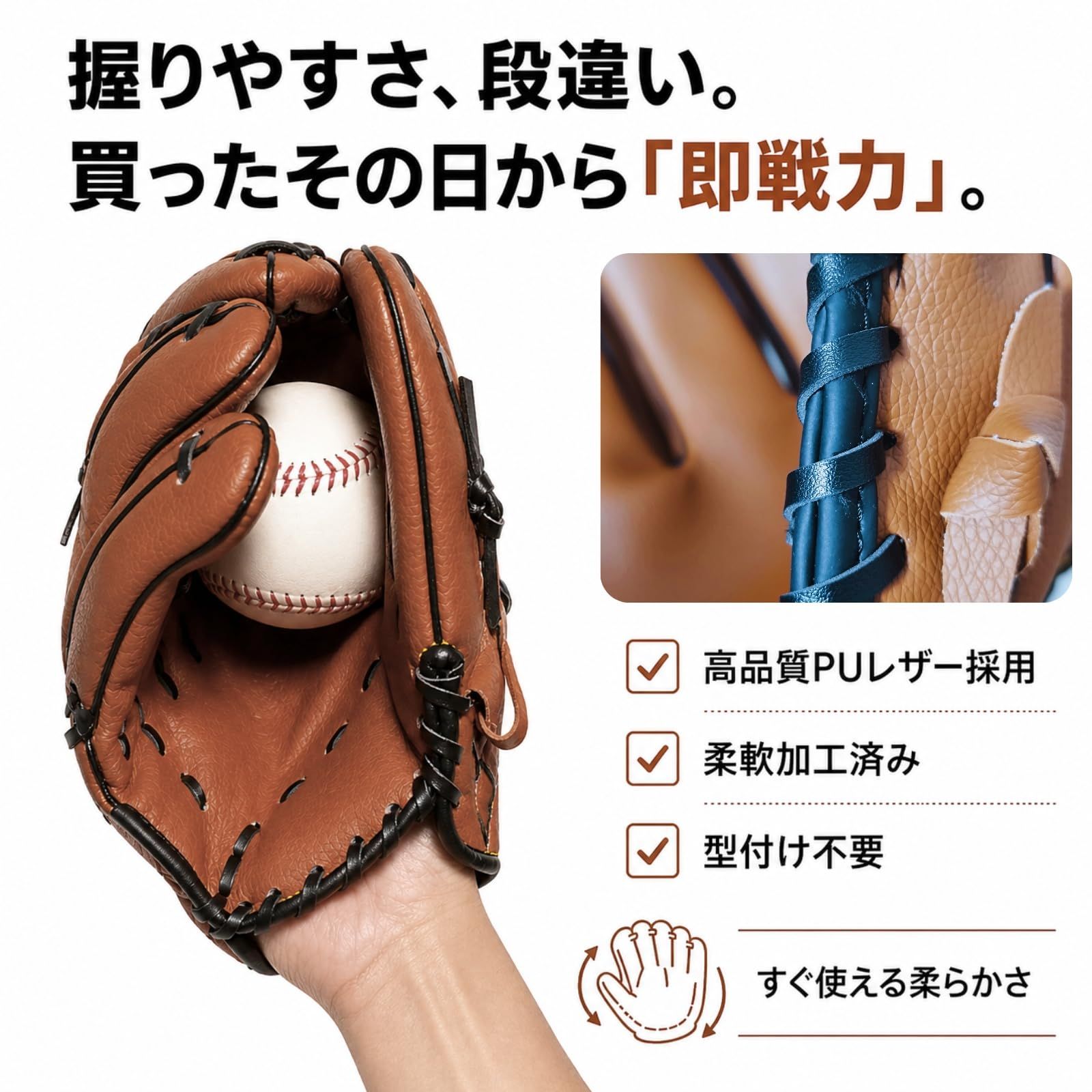 KERAGA 野球 グローブ 左利き 左投げ 右手装着 軟式 収納袋付 子供 