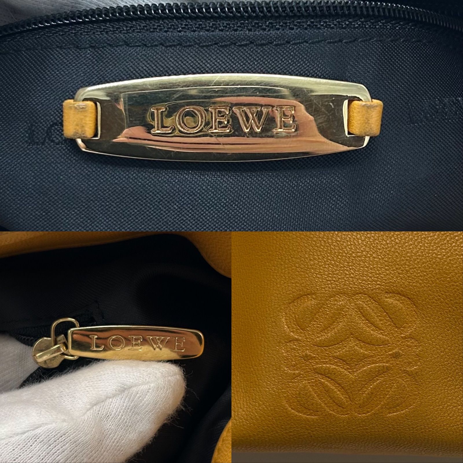美品 loewe ロエベ アナグラム ハンドバッグ トート 肩掛け ゴールド 
