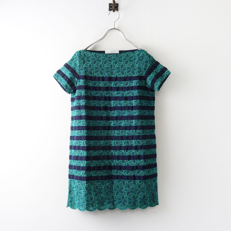 美品 サカイラック sacai luck フラワー刺繍スカラップレース ショート