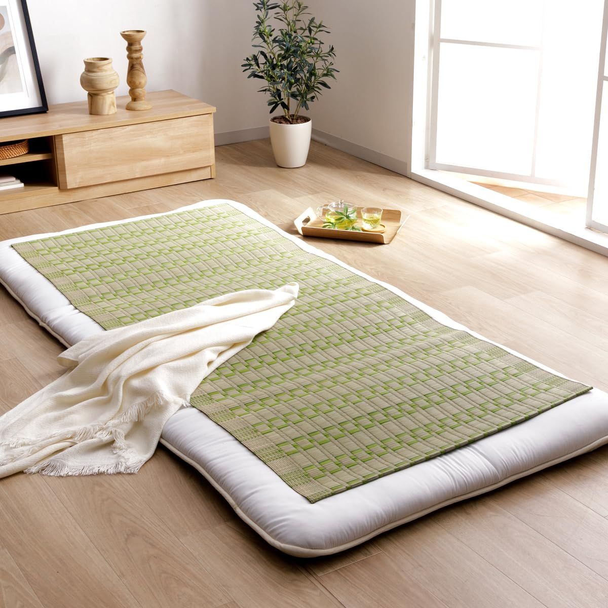 新品 イケヒコ い草シーツ シングル 天然い草100％ 大目 約80×180cm グリーン 寝ござ 洗濯不要 調湿 消臭 涼感 夏用 #1123530120701