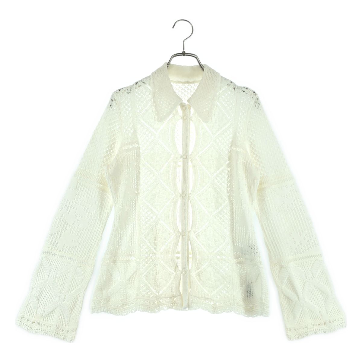 【美品】 Mame Kurogouchi / マメクロゴウチ | 2024SS | Cotton Lace Knitted Cardigan / コットン レース ニットカーディガン | 1 | アイボリー | レディース