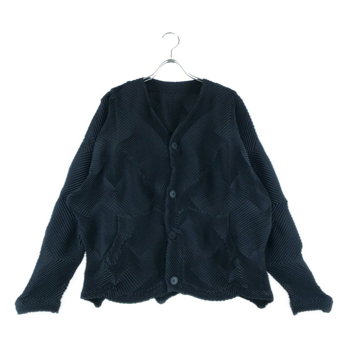 【美品】 A-POC ABLE ISSEY MIYAKE / エイポックエイブルイッセイミヤケ | 2024AW | TYPE-O プリーツ 変形 カーディガン | 2 | ブラック | レディース