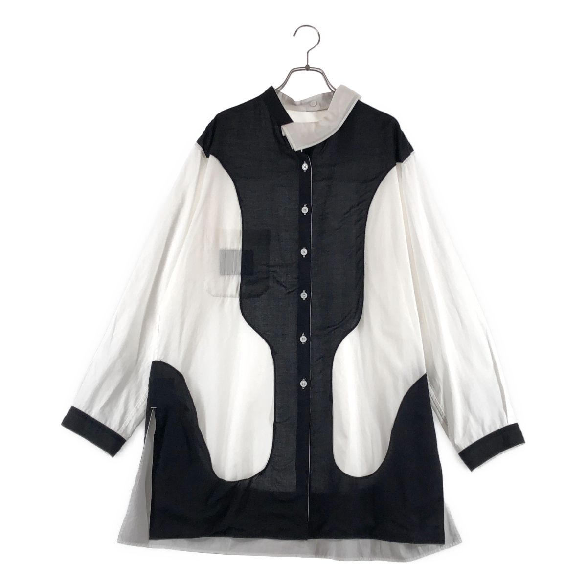 YOHJI YAMAMOTO POUR HOMME / ヨウジヤマモトプールオム | 2023AW | BLACK AND WHITE SHIRT WITH HALF DOUBLE COLLAR リバーシブルシャツ | 2 | ホワイト/ブラック | メンズ