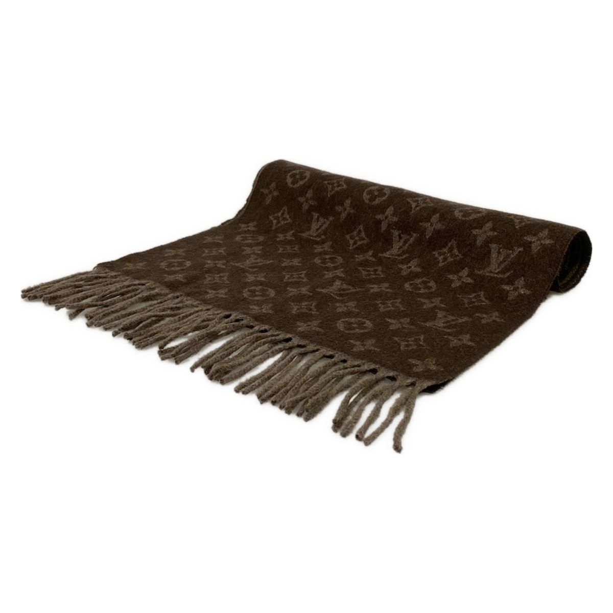 LOUIS VUITTON(ルイヴィトン) マフラー美品 エシャルプモノグラムグラディエント M70258 HAZELNUT ウール、カシミヤ
