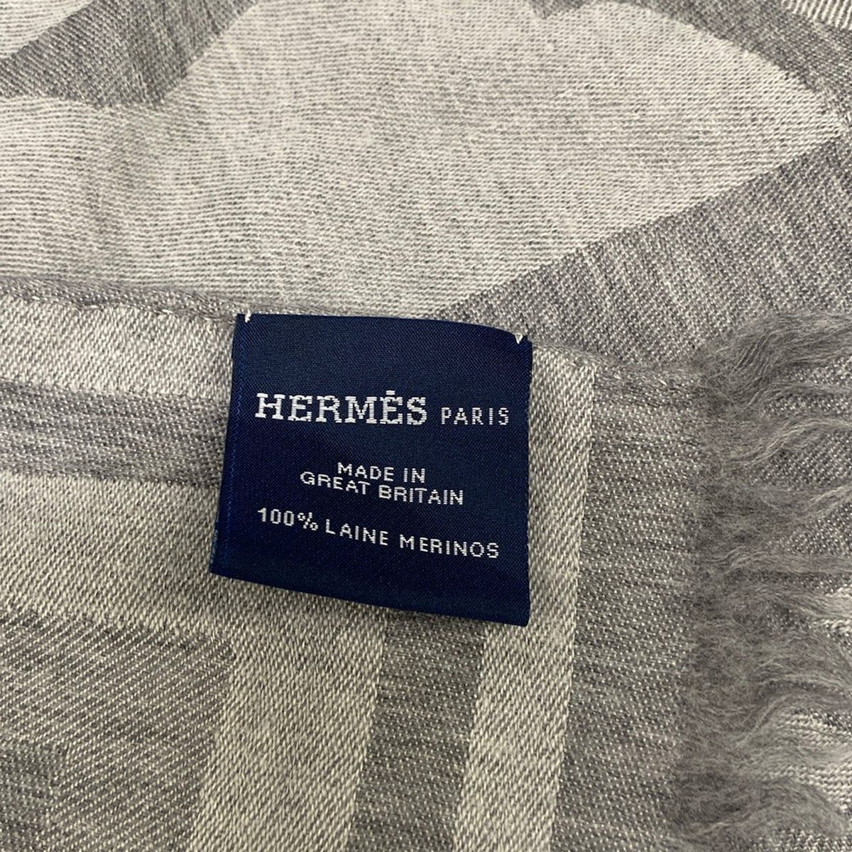 HERMES(エルメス) ストール(ショール) - ライトグレー×グレー ウール 