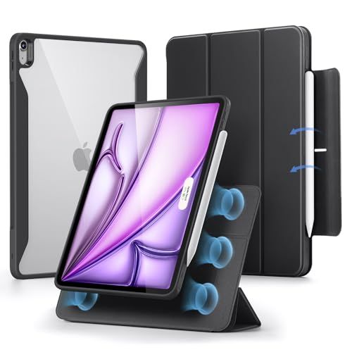 ESR iPad Air 13インチ ケース M4/M3/M2（2026/2025/2024）対応 着脱式マグネットカバー 分離式デザイン 単体使用可能 縦横対応 多角度スタンド 自動スリープ/ウェイク Pencil Pro/USB-C対応 ブラック shu