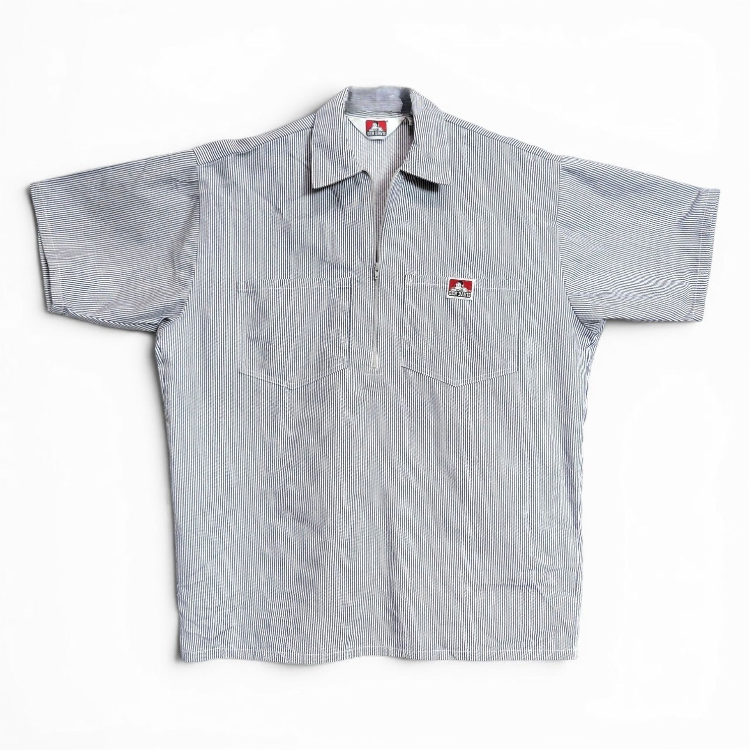 ベンデイビス 半袖ワークシャツ size M ヒッコリーストライプ BEN